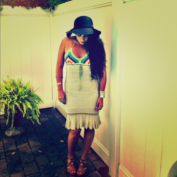 Free People Crochet Halter Dress