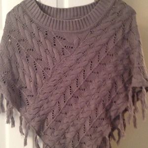 Gray knit poncho