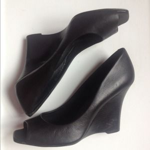 Black Leather Aldo Wedges