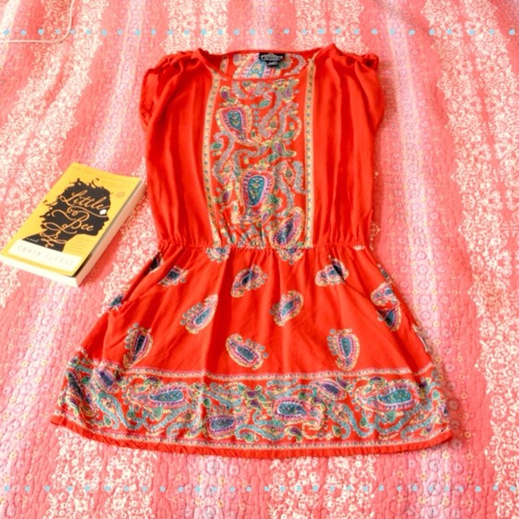 Orange/Salmon Paisley Dress - Picture 4 of 4