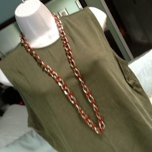 Brown & Gold-tone Chain Link Necklace