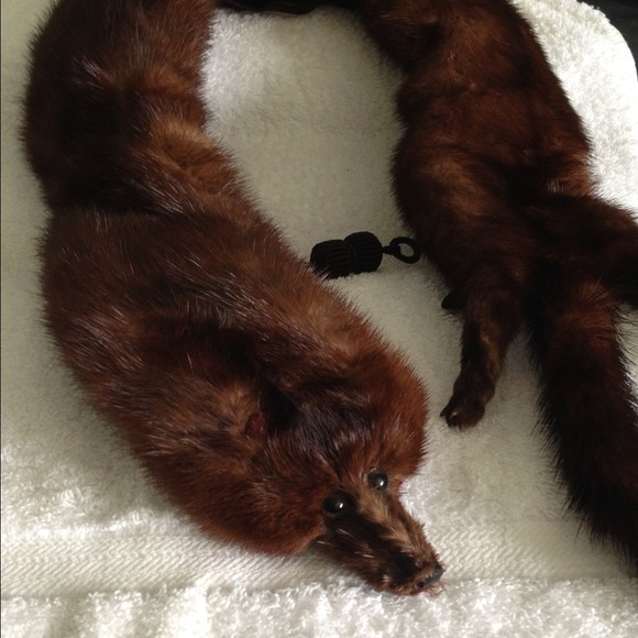 Authentic Vintage 1950s Mink Stole, brown