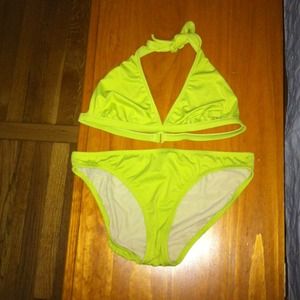 Bright green bikini
