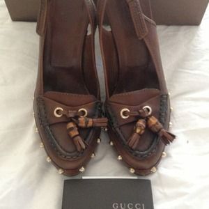 Gucci studded loafers with tassle