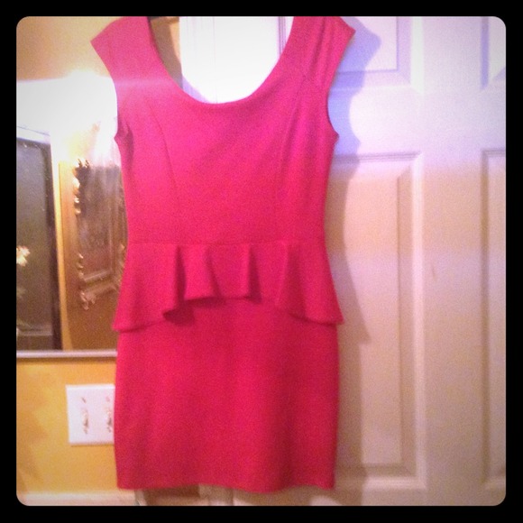 Fuchsia pink Peplum Dress