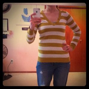V-neck striped sweater