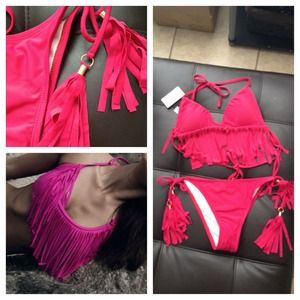 Pink Fringe Bikini