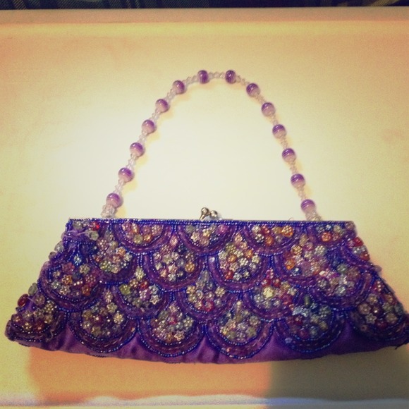 Hand beaded clutch