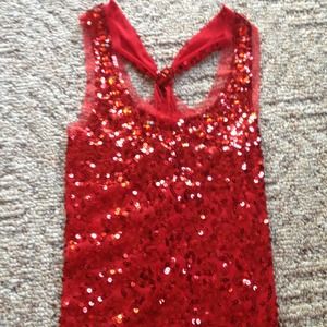 Red sequin design tank top