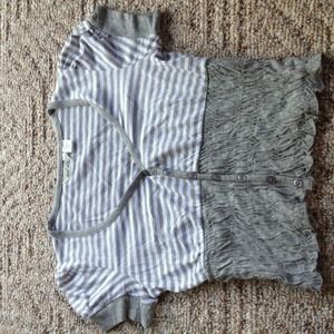 Grey and white striped half shirt