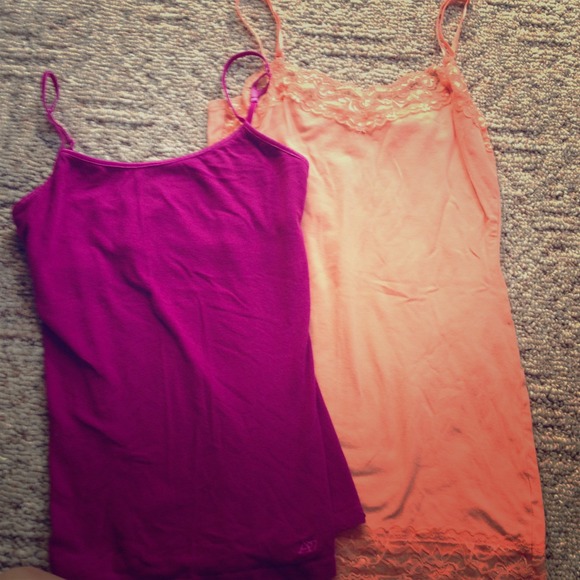 Magenta Aeropostale tank and orange lace tank