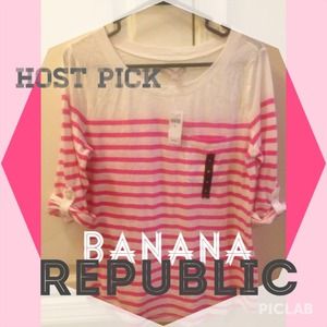 🎉Hp🎉Banana Republic white & pink t-shirt