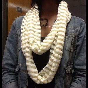 Gold and Cream Infinity Scarf