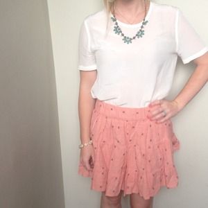 J crew pink ruffle skirt