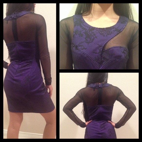 BCBG MAXAZRIA Purple Sheer Dress - Picture 4 of 8
