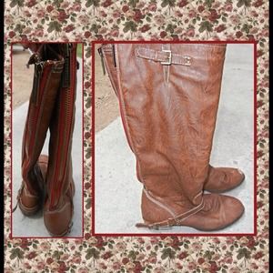 Brown knee high riding boots