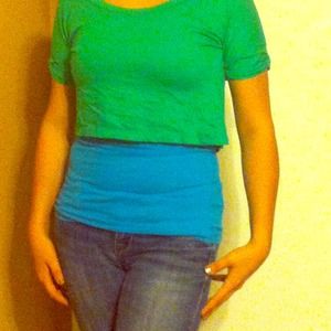 Green cut off top.