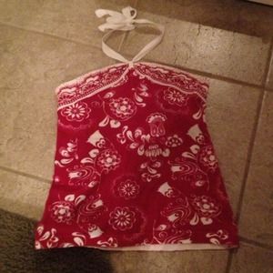 Red floral Ann Taylor loft halter top