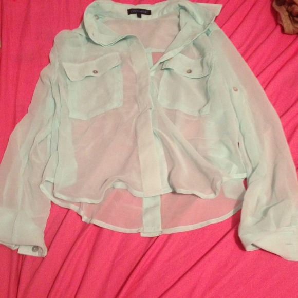 Sheer double pocket blouse
