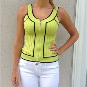 Caché Green Zipper Top, small