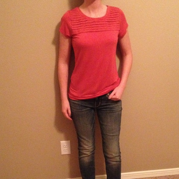 The Limited Tops - Coral Top by The Limited with Yoke Detail