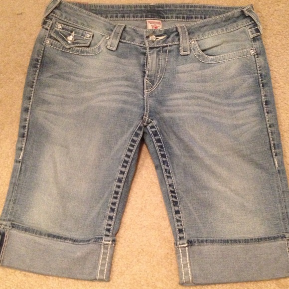 Ashy blue True Religion jean shorts.