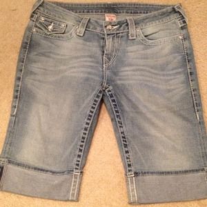 Ashy blue True Religion jean shorts.