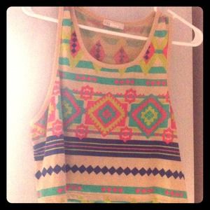 Tribal print forever 21 loose crop top
