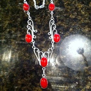 Coral necklace.  Marked 925!