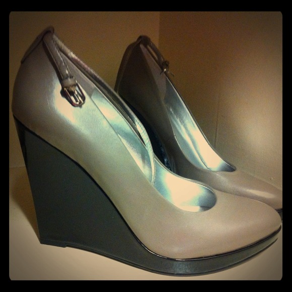 Dark grey and black heels