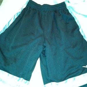 Basketball shorts, black with grey and white