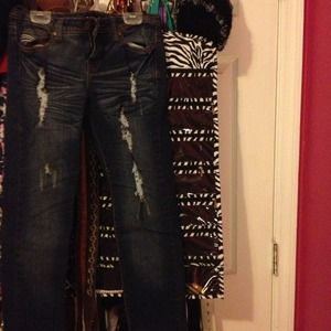 Ripped dark wash denim jeans