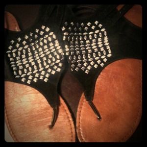 Black silver Bradded sandals