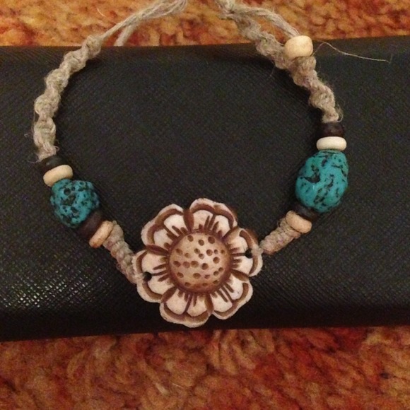 Hand beaded hemp bracelet