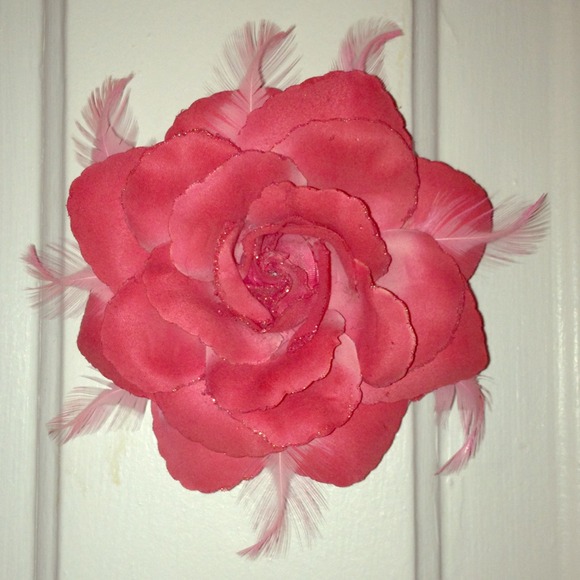 Coral Pink Flower Hair Clip