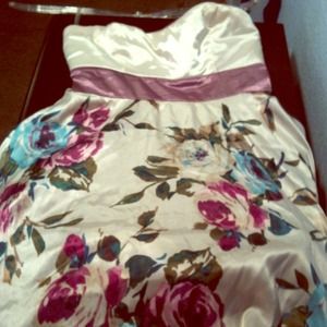 Floral silk short baby doll dress