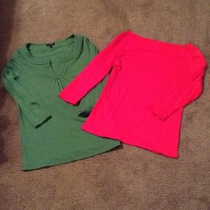 Talbots Green & Red 3/4 sleeve top Size P (petite)