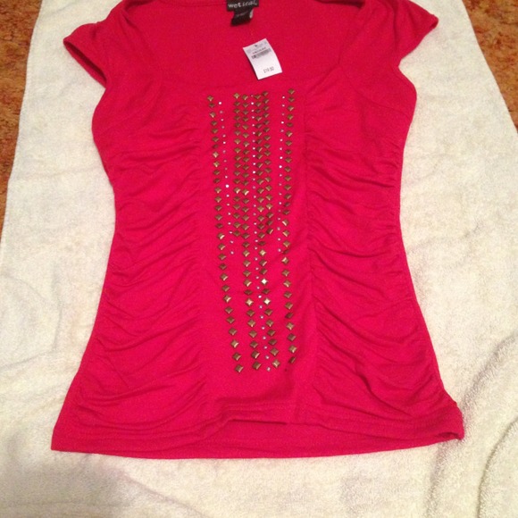 Red studded top