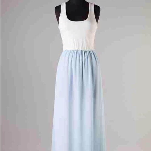 ❌❌SOLD❌❌Light Blue and Ivory Racerback Maxi Dress