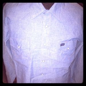 Light denim long sleeve button up shirt size m