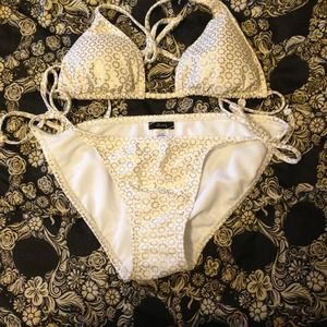 Old navy swim suit white and gold