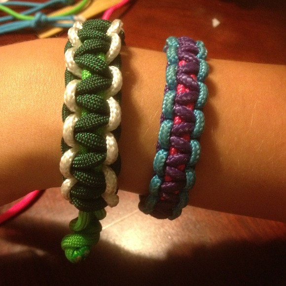 Tri-color paracord "survivor" bracelet.
