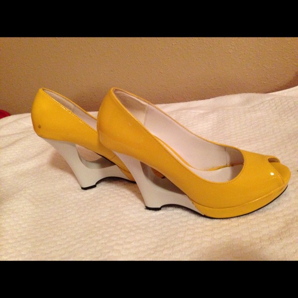 Yellow and white heels