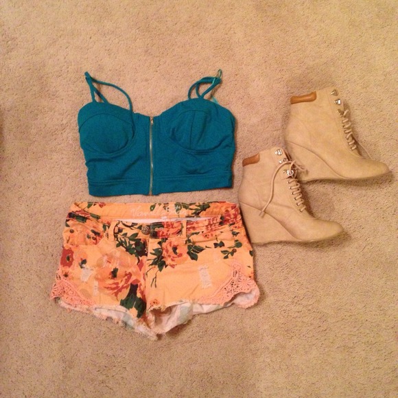 Teal bustier.