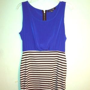 Forever 21 blue dress with black and white stripes