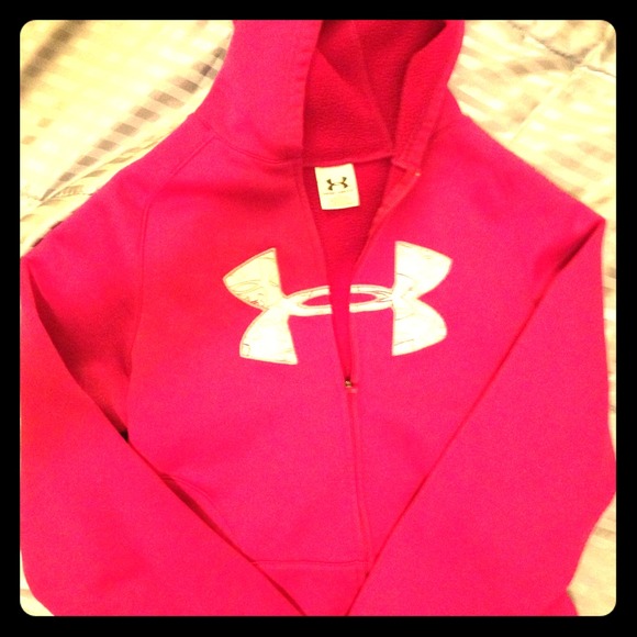 Pink Under Armour zip up hoodie