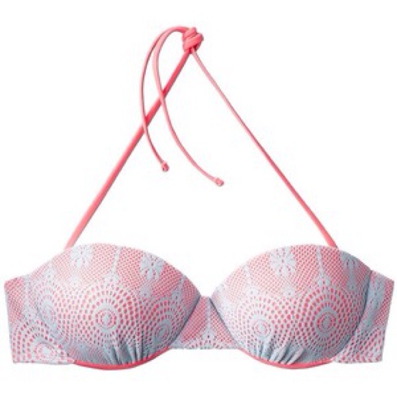 🎀TRADED🎀Blue and Coral Push Up Bikini Top