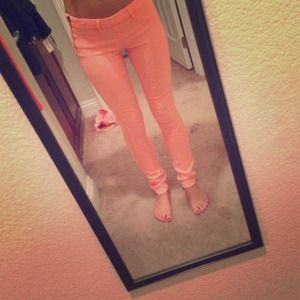 H&M bright peach pants
