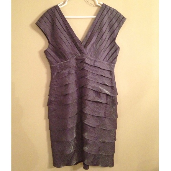 Adrianna Papell Shutter Pleat Satin Dress