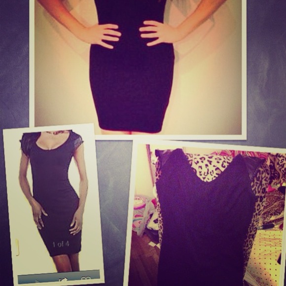 Kardashian kollection  leather sleeve dress